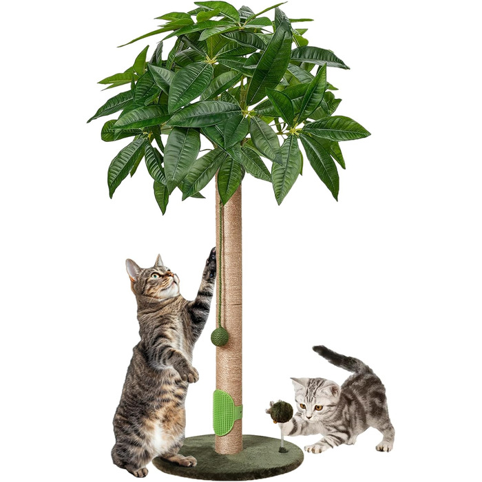 Котяча кігтеточка Meowoou з м'ячиком та стовпчиком 89 см з сизалевого мотузка, кігтешкребок для котів будь-якого віку (Fortune Tree)