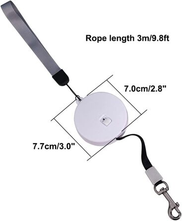 Рулетка для собак MiOYOOW, 3 м, автоматична, з відбиваючим тросом, для маленьких собак і котів, біла