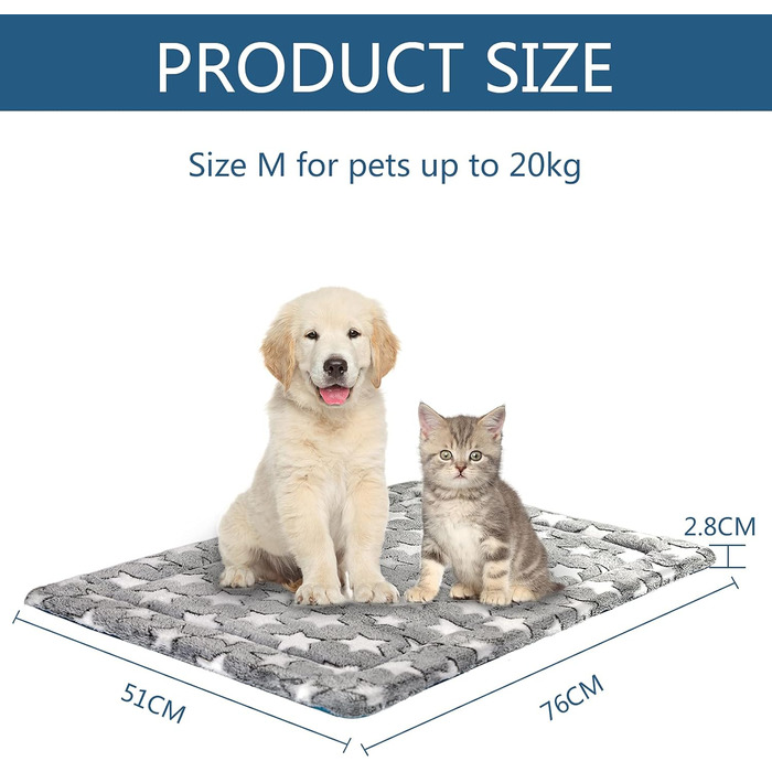 Кросер ліжко для собак середнього розміру, 76x51 см, з підстилкою, літо/зима, м'яке, до 20 кг