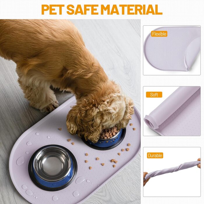 Водонепроникний силіконовий килимок для годівлі тварин Hubulk з високим бортиком, для собак та котів, захист від розливу, розмір 48.3 x 19 дюймів