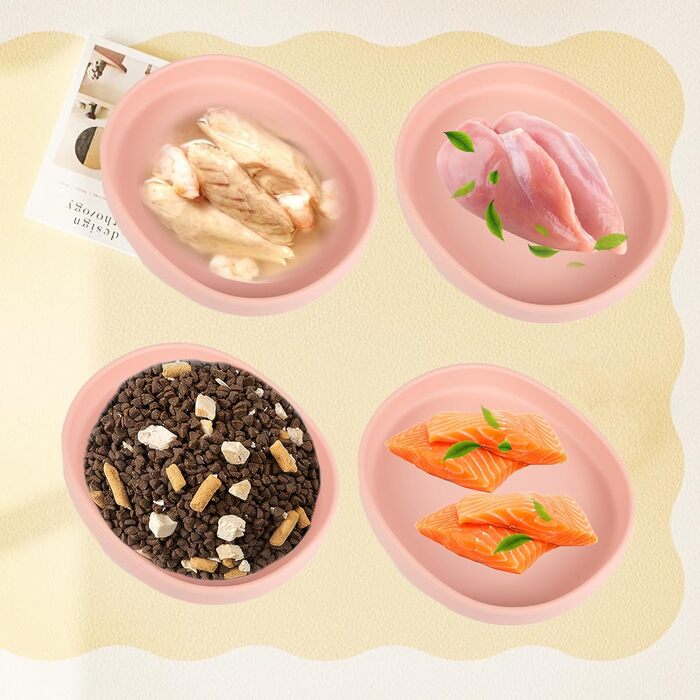 Набори мисок для котів та собак Bebeibon, силіконові, неслизькі, 330 мл, 2 шт. (Рожевий)