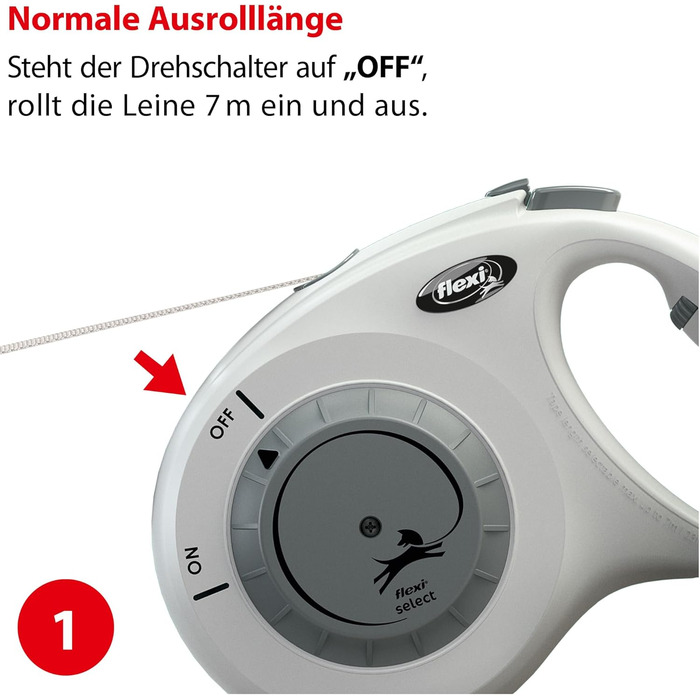 Flexi® Select Gurt 7 м чорний, рулетка для собак до 25 кг, регулювання 0-7 м (світло-сірий, Medium)