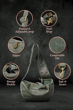 Трансформер для собак Noah & Paw до 5 кг, веганська шкіра, зелений, 38 x 15 x 14 см