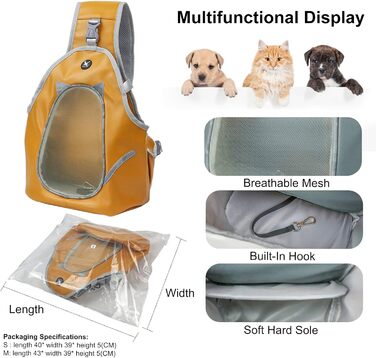 PETCUTE Сумка-переноска для собак та котів, складна, для маленьких тварин, з ременем безпеки, для прогулянок на вулиці (M, помаранчевий+коричневий)