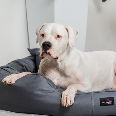 Ортопедичне ліжко для собак Tierlando® ARES з поліестеру з вийманою віско-матрацом, 125x105 см, сірий