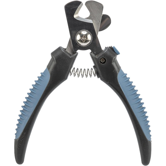 Ножиці для догляду за кігтями TRIXIE для собак, котів, дрібних тварин та птахів - безпечний замок - обмеження запобігає надмірному скороченню - нержавіюча сталь - гумова ручка - чорний/синій - 13 см - 2371