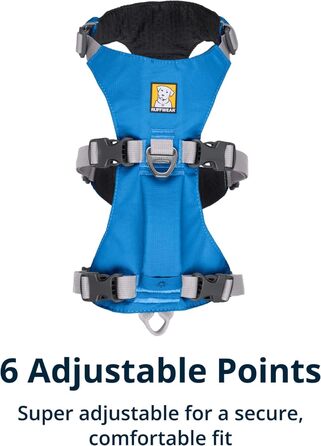 Шлея Ruffwear Flagline з ручкою, легка регульована шлейка для собак, 3 точки кріплення повідка, посилений ремінь і міцний V-подібний металевий кільце, синя, XXS (33-43 см)