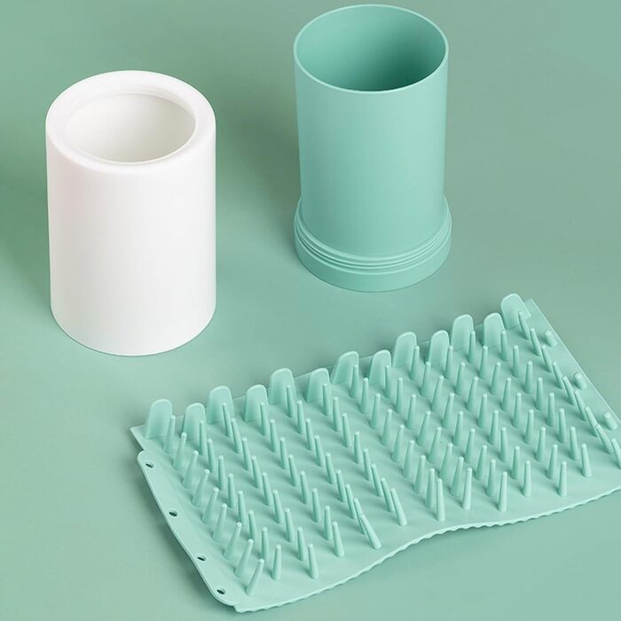 Очищувач лап для собак - мийка лап без розливання | Очищувач лап, глибоке очищення, м'які щітки для ефективного видалення бруду, зелений (Small)