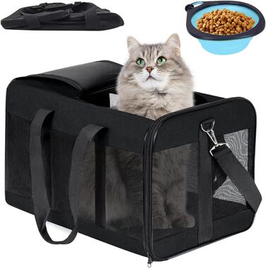 Транспортний бокс для котів та собак BYZESTY, складаний, з мискою, 42 x 27 x 28 см