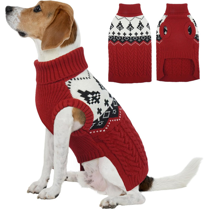 Теплий зимовий пуловер для собак Kuoer, червоний (M)