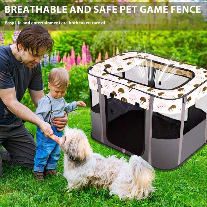 Клітка-забіг для цуценят, переносна огорожа для тварин, сірий колір, розмір M