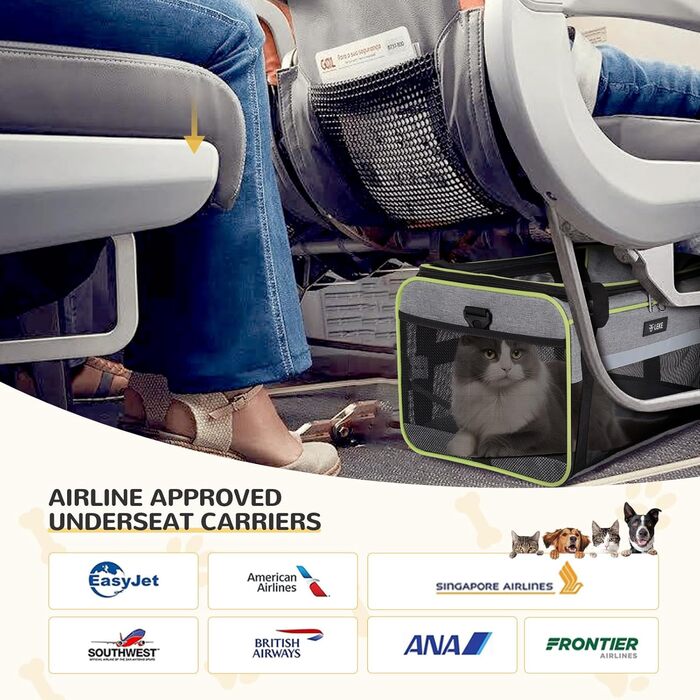 Трансформер для домашніх тварин Lekereise: переноска для котів та собак до 5,4 кг, TSA-сертифікована, сірого кольору
