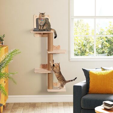 Кігтеточка для котів LitaiL Wandkratzbaum: 4 яруси, 110 см, з екошкіри, сірий колір