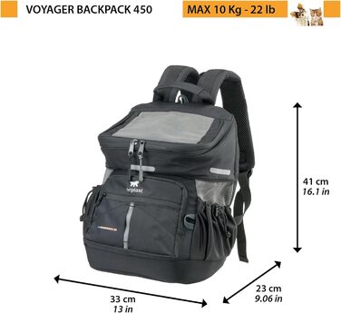 Рюкзак для собак та котів Ferplast Voyager Backpack, чорний, M, 29 x 21 x 36 см, до 10 кг