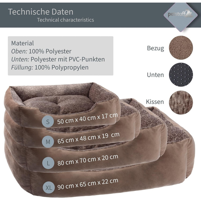 Крісло-ліжко для собак з м'яким знімним подушкою, можна прати, різні кольори та розміри (S, коричневий)