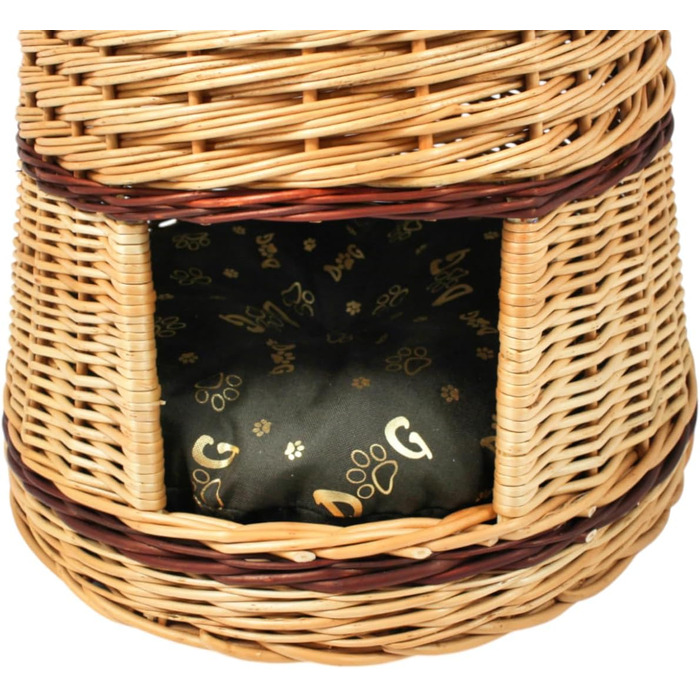 Кігтеточка-лежанка для котів та собак: кругла, з прутиків верби, 2 поверхи, з подушкою (47x47x45 см)