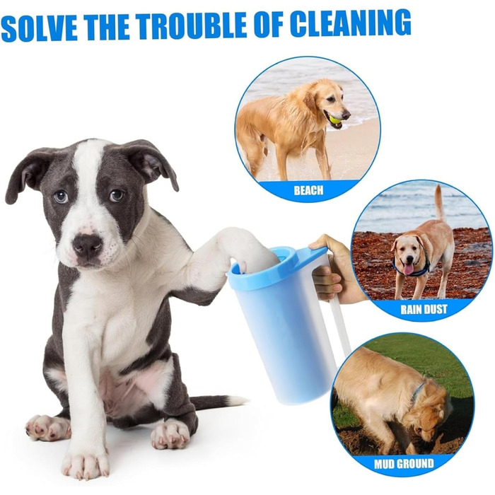 Миска-мийка для лап собак Joygoodta з м'якою силіконовою щіткою, портативна мийка для лап, 360° очищення, для дому