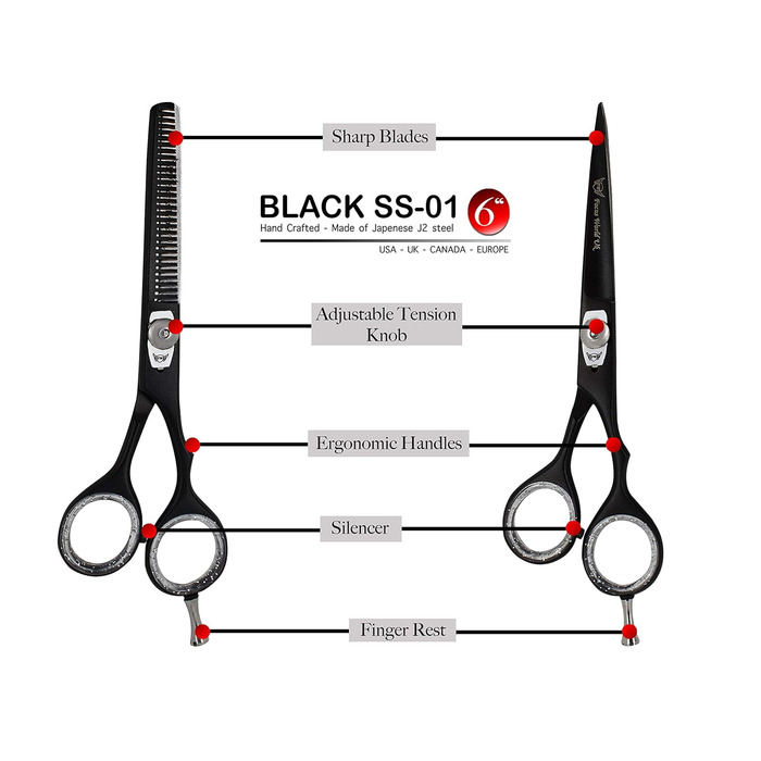 Набір професійних перукарських ножиць 6 дюймів - перукарські ножиці з японської сталі для чоловіків та жінок