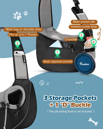Pawaboo: Сумка-переноска для собак, чорна, L. Зручна сумка-транспортер для вигулу та подорожей з тваринами.