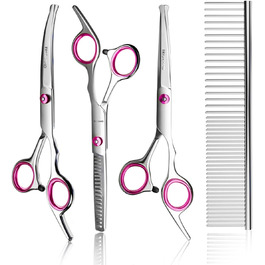 Професійна собача шаричка з цільного шматка, 4CR нержавіюча сталь з круглою безпечною насадкою, міцна, титанова шаричка для собак, котів та інших тварин, Рожева [5-в-1]