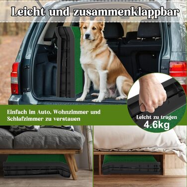 Рампа для собак у машину, складана, з пластику, 156x40 см. Підходить для автомобіля та ліжка, до 90 кг. Рампа для собак з штучним газоном, 79x40x19 см