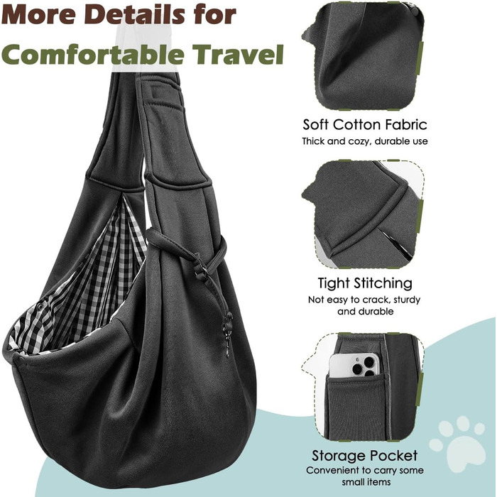 Pawaboo Сумка-переноска для собак та котів, чорна, до 5.4 кг