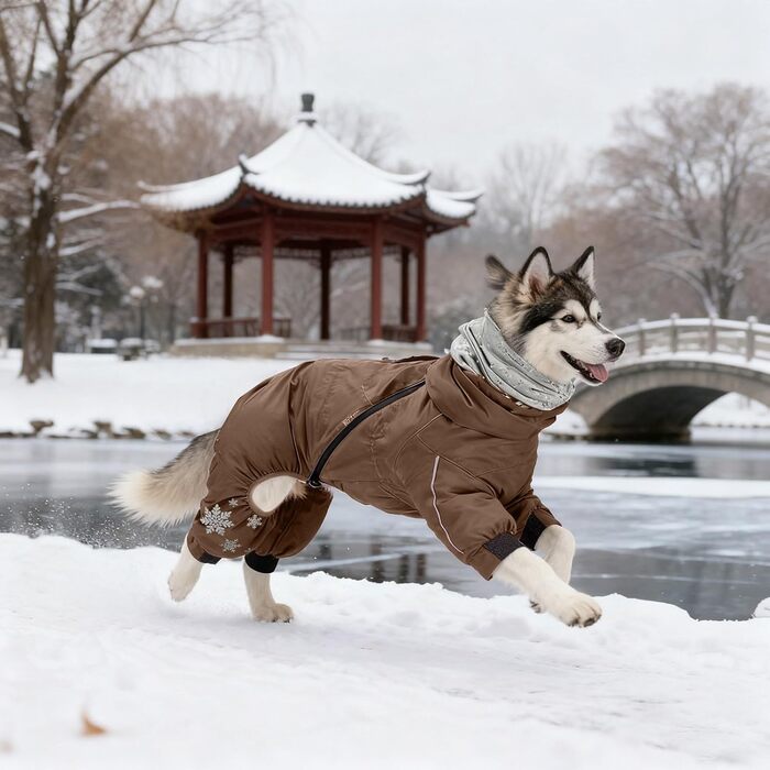Зимова куртка для собак: тепла, зручна, вітронепроникна. Ідеальний захист від холоду для вашого улюбленця (зелений, коричневий, L)