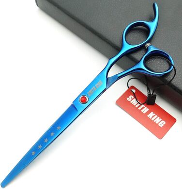 Ножиці для грумінгу собак, прямі та зігнуті, для розрідження шерсті, блакитні