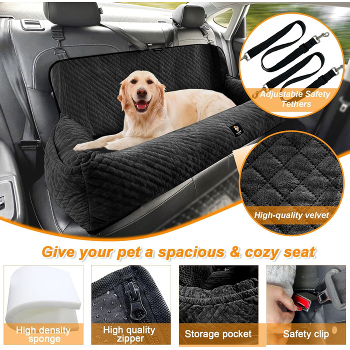 Підвищення для собак в авто, автокрісло для собак до 11,3 кг, з ременями безпеки, чорне, для передніх та задніх сидінь