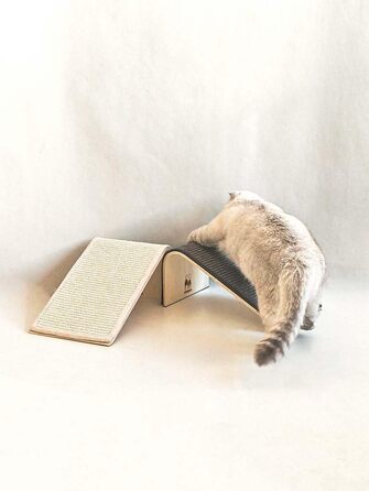 Котячий когтетоп Petrebels Design: дерев'яний когтетоп з сизалевим килимком, сірий, 38 x 23 x 23 см