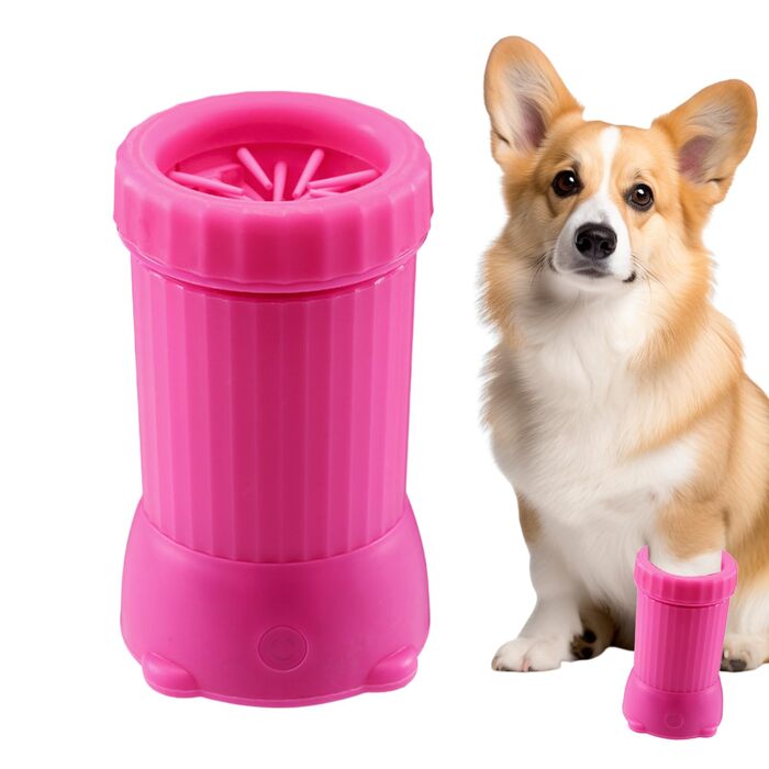 Автоматичний мийник лап для собак | USB-зарядний пристрій - Мийник лап для собак, для прогулянок, походів, подорожей, рожевий