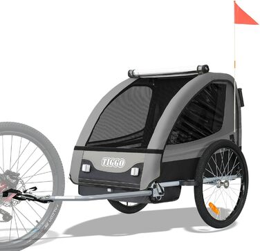 Дитячий причіп Tiggo 2-в-1 для велосипеда: причіп-велосипед, сірий, 50402
