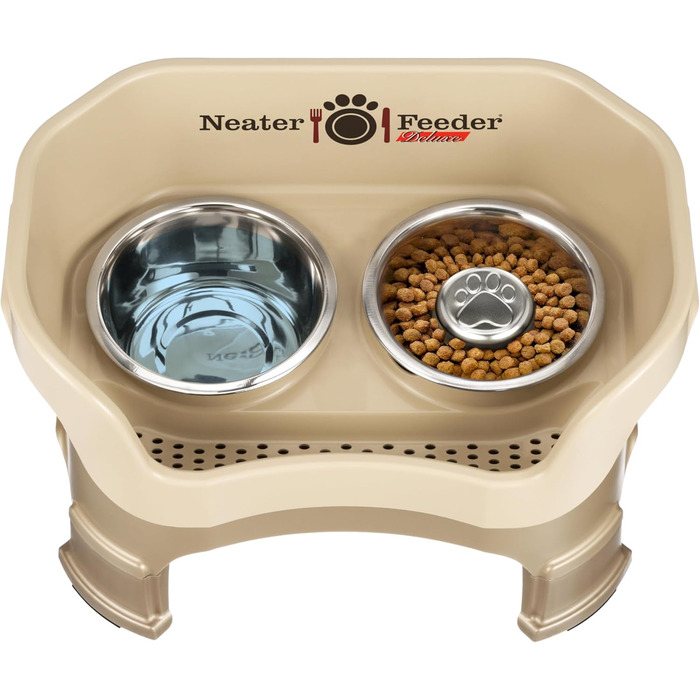 Neater Feeder Deluxe для середніх собак, миска Slow Feed 1 скл, поїлка з нерж. сталі 5 скл, регульована висота, піднята, захист від розливу, антиковзка