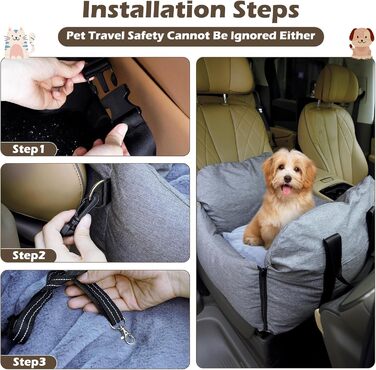 Автомобільний лежак для собак, знімний та миючий, неслизький, для маленьких та середніх собак, з ременями безпеки та бічними кишенями, підходить для будь-якого авто
