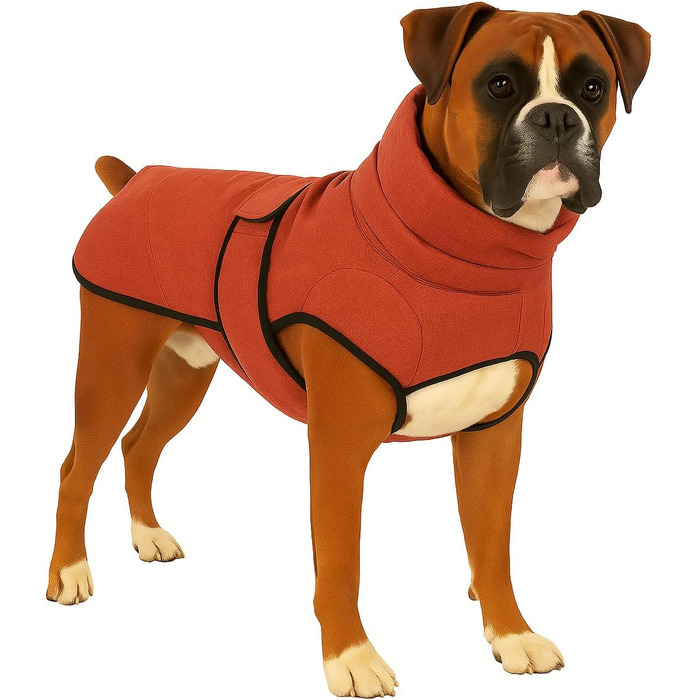 Зимове собаче обладнання Flamingo Hundemante Winter – Igu – 50 см – тепле та модне, поліестер, водовідштовхувальне, ізотермічна внутрішня підкладка, світловідбиваюче, захист грудей та живота, отвір для повідка (Червоний, XL)