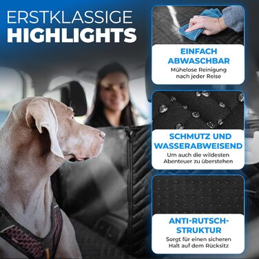 Захисна деки для собак у машину - водонепроникна та стійка до подряпин. Захист заднього сидіння, включає сумку та ремені.