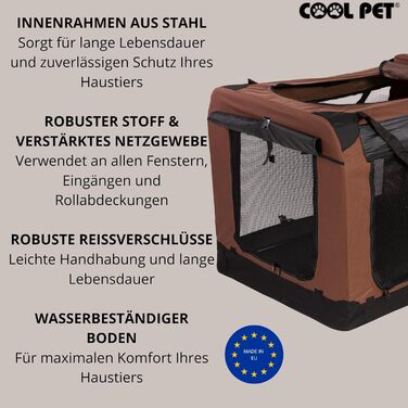 Переносна складана переносна коробка для собак 91х64х64 см, 2XL (колір: коричневий)