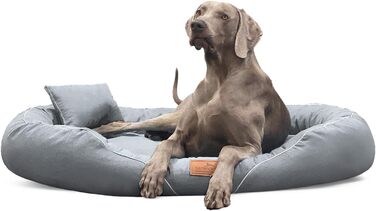 Ортопедичне ліжко для собак Tierlando® Tiffany Couture XL XXL, великий розмір, елегантне собаче ліжко для великих собак, знімний чохол та матрац з memory foam, розмір 145x105 см, колір сірий