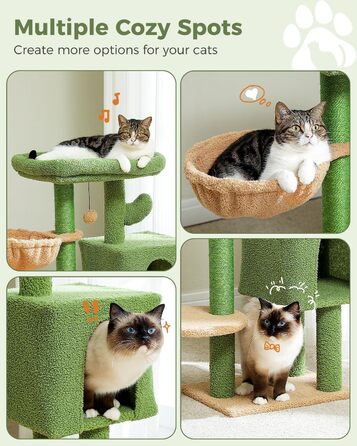 Котячий комплекс MUTTROS Cactus 90 см – м’який будиночок, ігровий стовпчик для котів, гамак, підвісна іграшка, кігтеточка для домашніх котів
