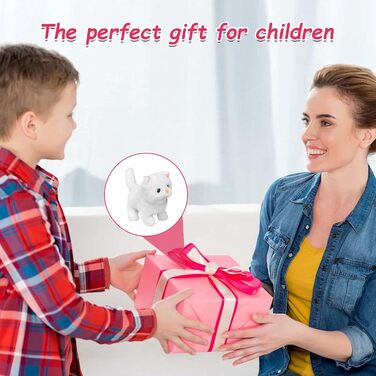 Інтерактивна іграшка-кіт для дітей: реалістичний плюшевий кіт, що ходить та муркоче, білий колір. Ідеальний подарунок для дівчаток 3-7 років