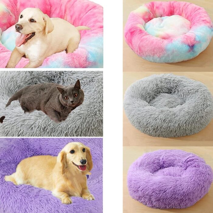 Ортопедична подушка для собак середніх порід, плюшеве ліжко для собак та котів, кругла м'яка подушка-гніздо, ліжко для собак, ліжко для котів (фіолетовий, 110x110x20 см)