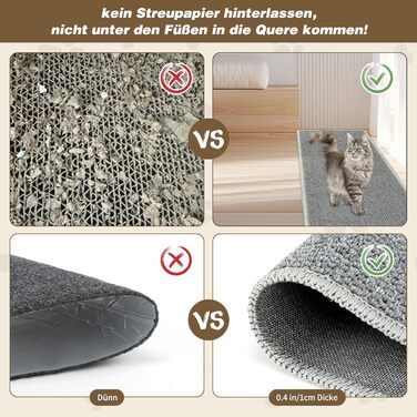 Килимок для дряпання котів FHTONGE 71x15.8 см з сизалю для кріплення на стіну, сірий