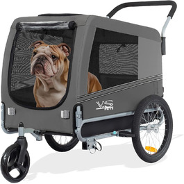 Візок для собак Tiggo VS Pets 2-в-1: візок та велосипедний причіп, сірий, об'єм 270 л, до 35 кг