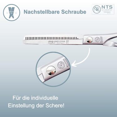 Ножиці для собак та домашніх тварин ROSTFREI, матова сатинова обробка • Ножиці для моделювання шерсті (зубці з одного боку) та фінішні ножиці (6.0-30ZE = 15 см, 30 зубців з одного боку)