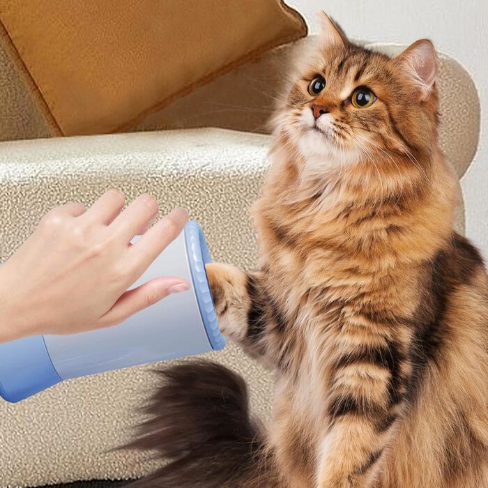 Перезарядний очищувач ніг для собак та котів, портативний, USB, білий/рожевий (блакитний)