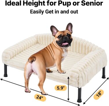 Ліжко для собак Veehoo - зручне диванчик для маленьких собак з ортопедичним матрацом, антиковзаючі ніжки, 60x45x10 см, білий