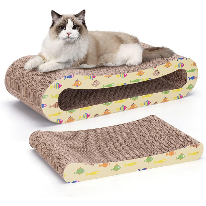 Кігтеточка для котів Nobleza Katze Kratzbrett 2 в 1 з котячою м'ятою, екологічна картонна поверхня, двостороння, 1 шт.