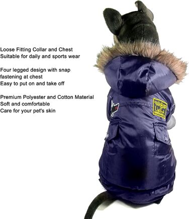 GLOGLOW Зимова куртка для собак, тепла, з капюшоном, для маленьких собак (S, блакитна)