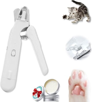 Кусачки для догляду за кігтями тварин 2-в-1 Krallenschneider з LED-підсвічуванням, шліфувальник для собак, тихий мотор, контейнер для збору (C)