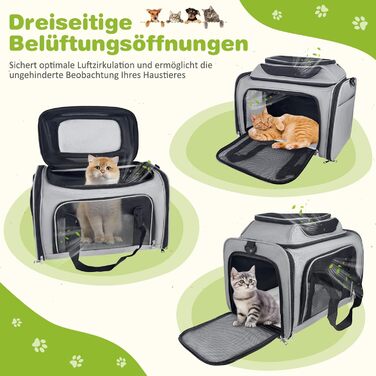 TOFFCAEA Транспортна сумка для кота/собаки, переноска для собак, складана переноска для котів, портативна, 6 кг, для середніх собак та котів (Сірий, 43 x 28 x 28 см)